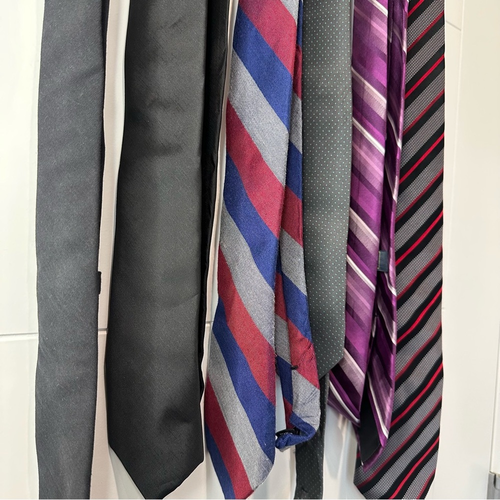 Elegant Men's Tie Set - Black, Blue, Red, Purple, Gray